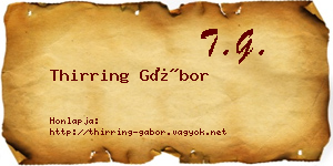 Thirring Gábor névjegykártya